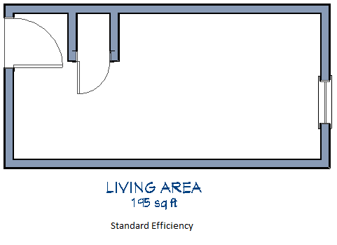 Floor plan for studio, 1 bath, 197 sqft